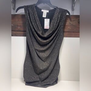 4/$25 Sale! Black and Gold Glitter Top Medium New‎